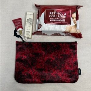 Ipsy Red & Black Patterned Cometic Bundle